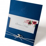 Convite de casamento em azul marinho