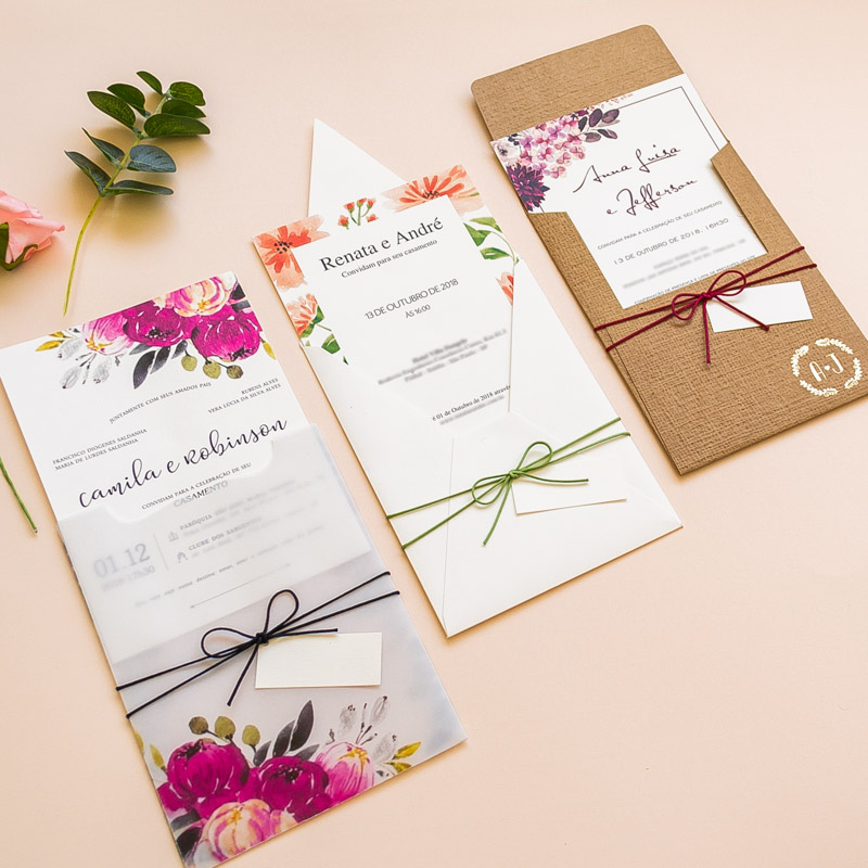 Convites de casamento florais