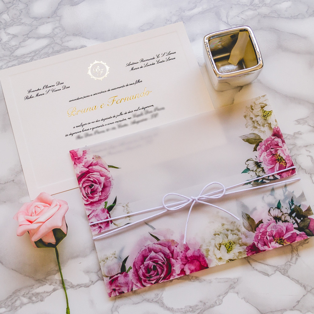 Convite de casamento com flores