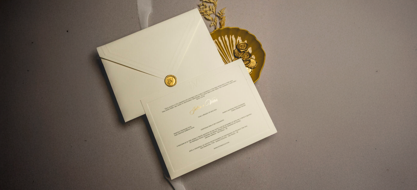 convite de casamento tradicional com lacre de cera